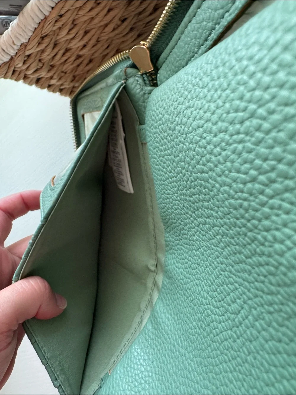 Embossed Green Wristlet Wallet